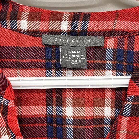 Suzy Shier Plaid Checkered Midi Dress Women's Size Medium - Picture 4 of 7